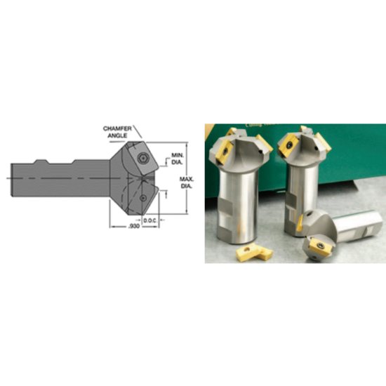Picture of Everede Tool CHM-1.000-30 Parallelogram 30.0°, Chamfer Mill End Mill Weldon 1.0000 Positive 1.5530 39.45mm Cutter Dia